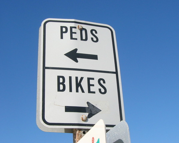 Peds left, Bikes right